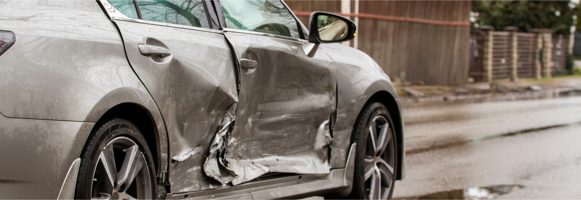 Car crash accident on the road Damaged automobiles after crash